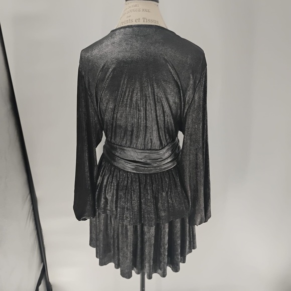 Zara metallic ruffle dress grey short layers princess cut puffy flatteri… - Picture 12 of 16
